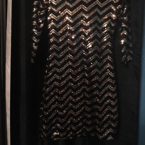 Chevron/Black&Gold Tight Dress